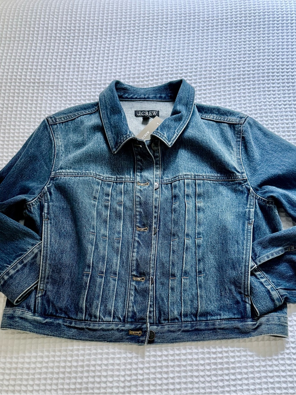 JCrew NWT Cropped Denim Jacket with Pintucks END OF SUMMER HOT DEAL $49🔥🔥 - Picture 6 of 14